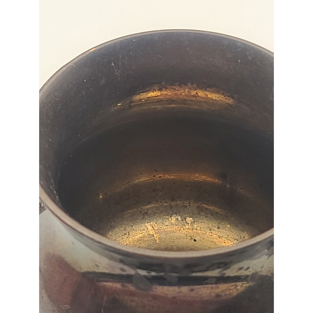 Vintage Brass Sugar Bowl Urn Vase 4 Inch Double Handled Decorative Pot - Picture 4 of 6